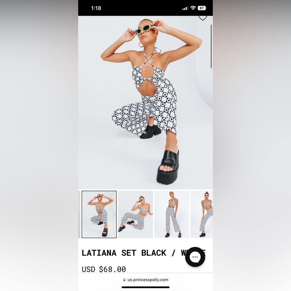 Princess Polly Monochrome Patterned Jumpsuit